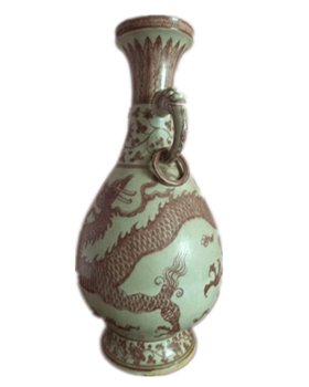 中国 紅釉耳付瓶　f2211004 十九/二十世纪初豇豆红釉柳叶瓶, 19TH-EARLY 20TH CENTURY